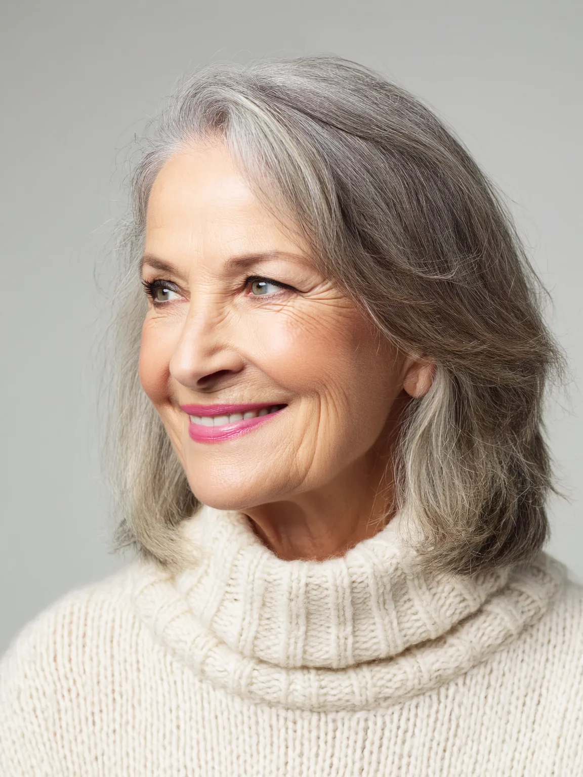 Silver Frost Layered Bob with White Highlight Accents